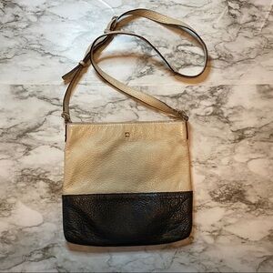 Kate Spade Two Tone Leather Crossbody Bag Cream Black Minimalist Everyday Purse